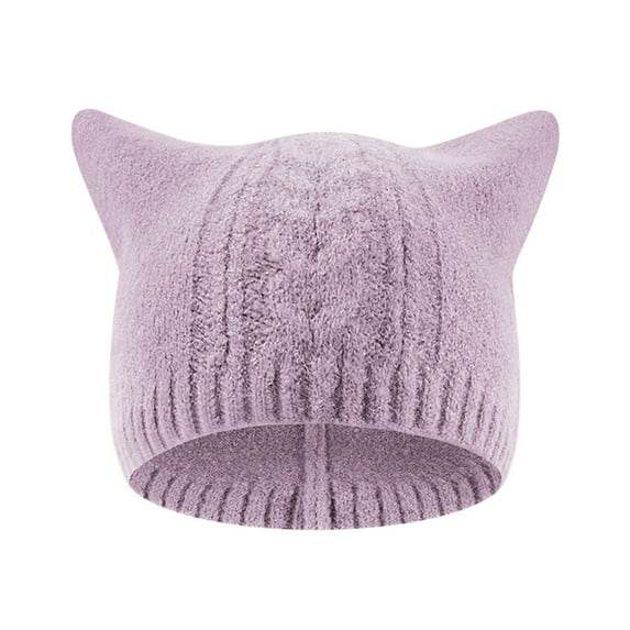 Winter Hats for Women Winter Hat Children's Baby Hat Cat Ear Protector Plush Knitting Solid Color Pullover Cap