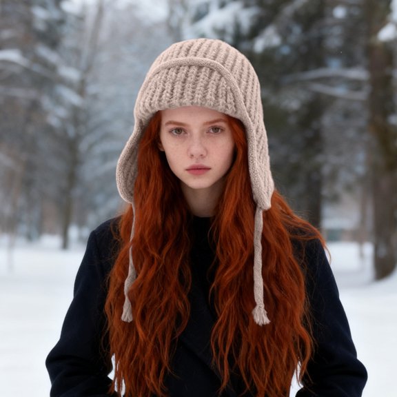 Winter Hats with Ear-Flaps, Winter Beanie Hats for Men Women, Hats Fleece Sherpa Thermal Warm Color Block Ski Snow Wool Knitted Cap Hat, Khaki