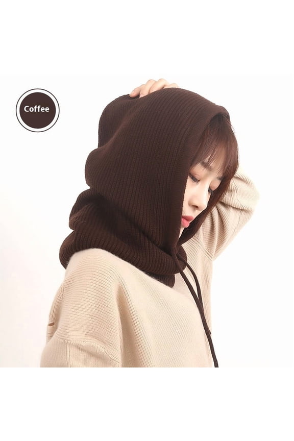 Winter Head Neck Wrap Men-brown-Women's Drawstring Cap- Mask for Men Women-Warm Hooded Scarf Hat for Women, Fleece Beanie Hat with Drawstring