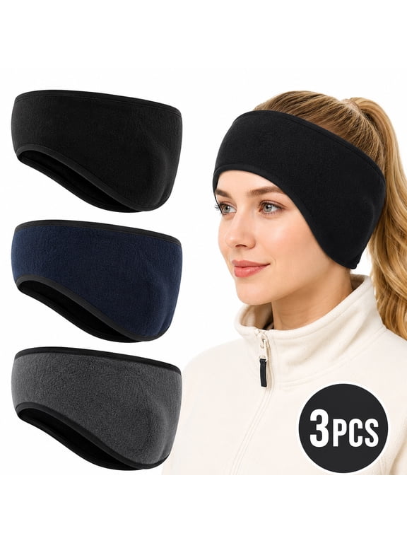 Winter Headband Fleece Ear Cover for Winter Ear Warmers Ear Muffs for Men Women Kids Ski Running Cycling 3 Packs