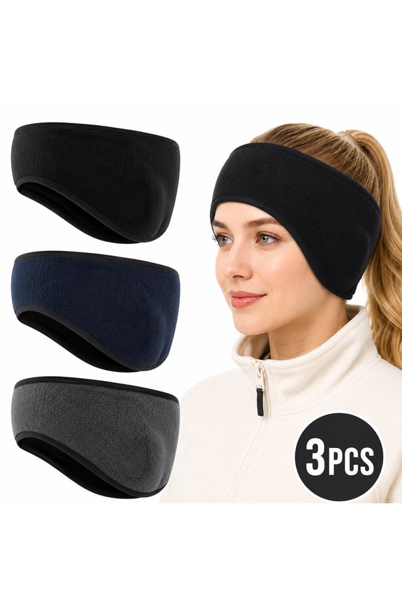 Winter Headband Fleece Ear Cover for Winter Ear Warmers Ear Muffs for Men Women Kids Ski Running Cycling 3 Packs