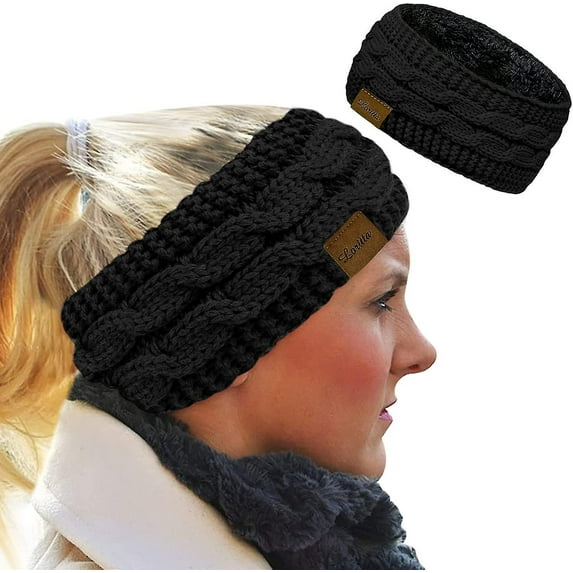 Winter Headbands For Women Wool, Ear Warmers For Women Headband Knit Thick Fleece Lined, Winter Warm Ear Muffs