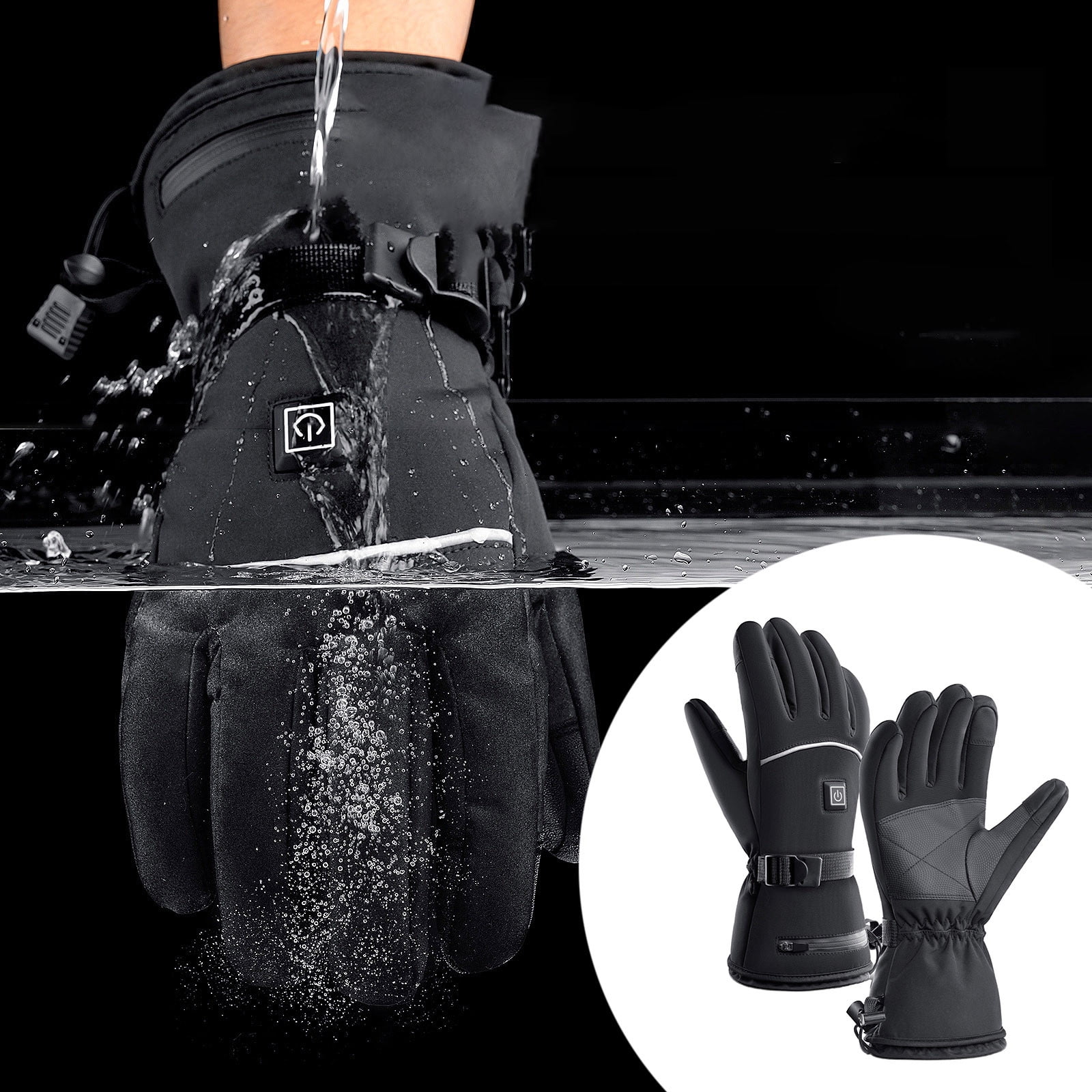 Winter Heated Gloves For Men Women 3.7V Battery Heated Ski Gloves Touchscreen Waterproof Electric Heated Gloves For Winter Work Skiing Fishing Hiking Camping