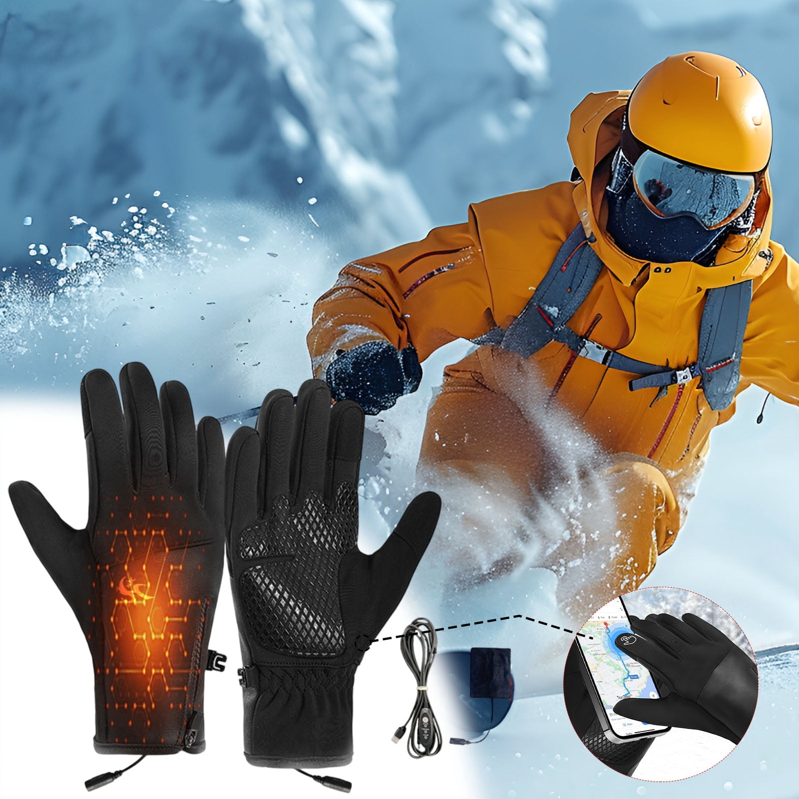 Winter Heated Gloves - Smart 3-Stage Adjustable Temperature Touchscreen ...