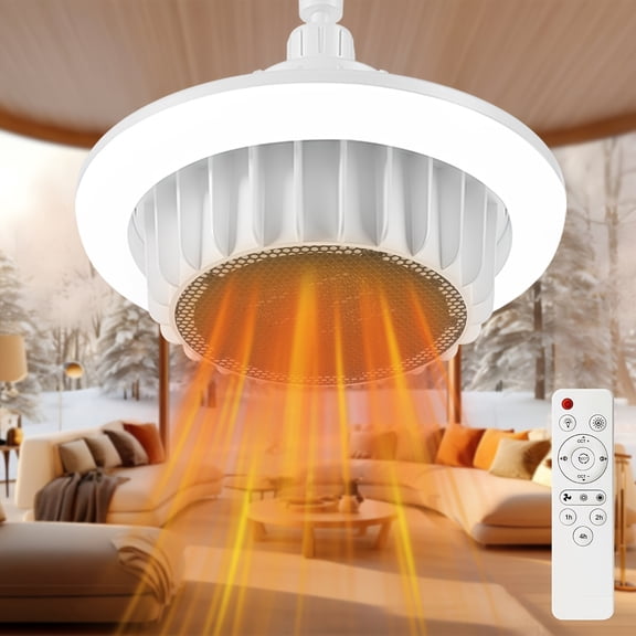 Winter Heating Fan Lamp, Heating And Lighting 2-in-1 Shower Room Heater, PTC Ceramic Heating Toilet, Small Fast Heating Air for Showering, E26/E27 Screw Head for Easy Installation, with Remote Contro