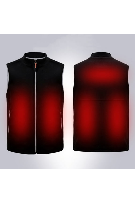 Winter Heating Jacket Stand Collar Multi Heating Zones 3 Gears Zipper Placket Pockets Polar Fleece Intelligent Switch Men USB Rechargeable Graphene Carbon Fiber Heating Vest,Black 3XL