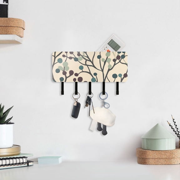 Winter Herbs Key Holder for Wall Mail Holder Organizer with 5 Key Hooks Wall Mount Key Rack with Shelf