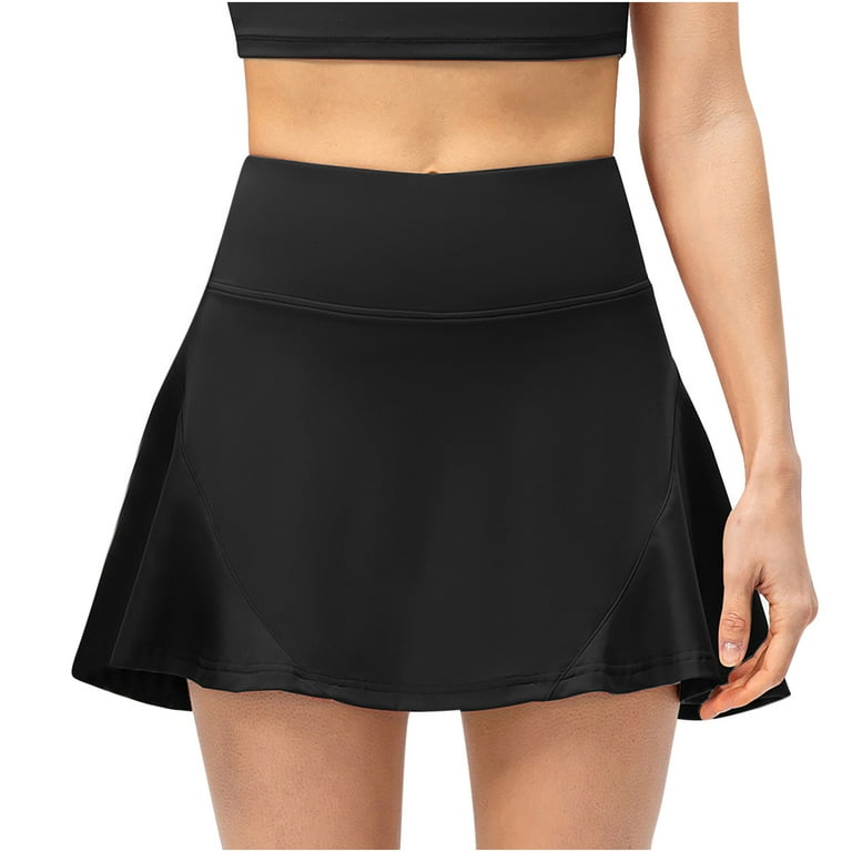 Winter High Waist Tennis Mini Skirts for Women Solid Color Sports
