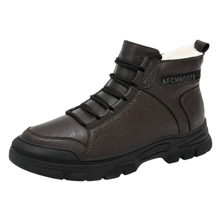Winter Hiking Boot Oil Resistance Boots Size 14 Work Boots Water Proof Hiking Boots Men Insulated Boots Men Snow Boots Fashion New Pattern Simple Solid Color Autumn And Winter Thickened Warm