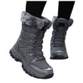 thumbnail image 1 of Winter Hiking Boots Women High Top Lace up Waterproof Snow Booties Fashion Stitching Plush Lined Nonslip Outdoor Athletic Shoes Gray Size 6.5, 1 of 4