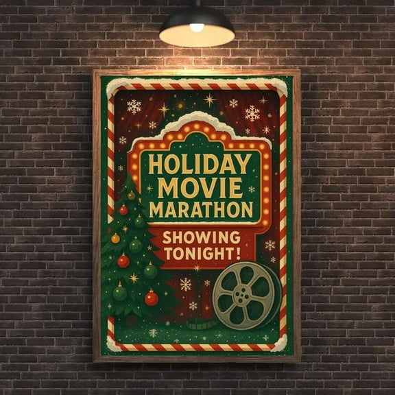 Winter Ho.lid.ay Movie Marathon Sign Poster Size 24''x36'' Goldengate