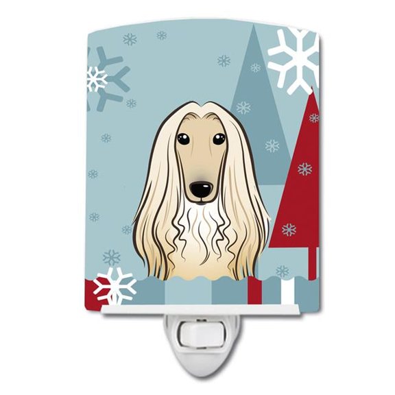 Winter Holiday Afghan Hound Ceramic Night Light