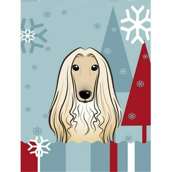 Winter Holiday Afghan Hound Flag Canvas House Size