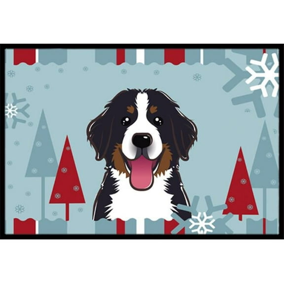 Winter Holiday Bernese Mountain Dog Indoor & Outdoor Mat - 18 x 27 in.