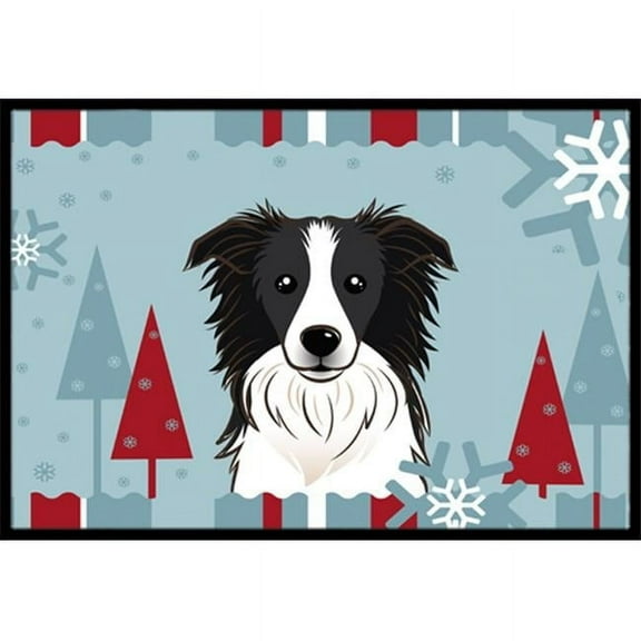 Winter Holiday Border Collie Indoor & Outdoor Mat, 18 x 27 in.