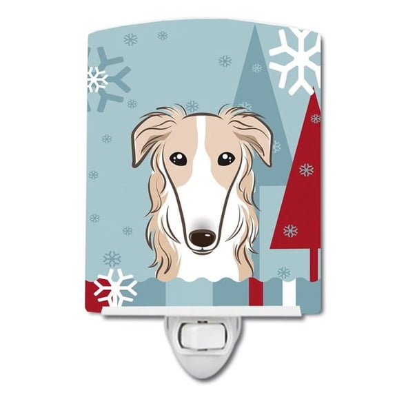 Winter Holiday Borzoi Ceramic Night Light