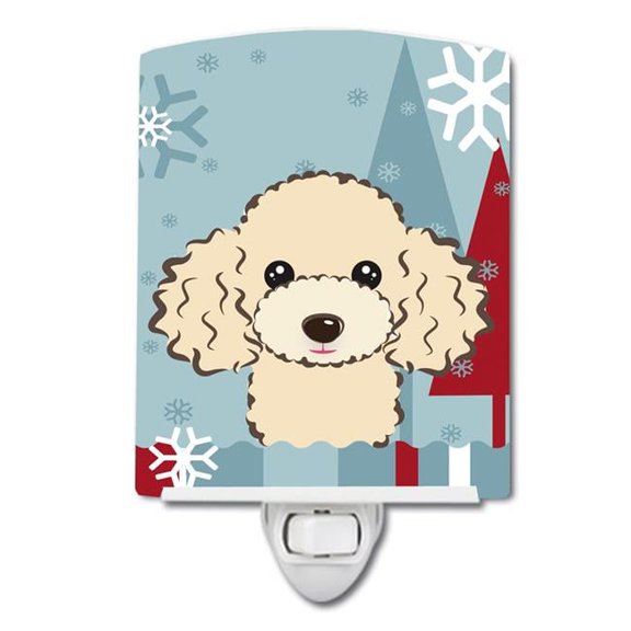 Winter Holiday Buff Poodle Ceramic Night Light