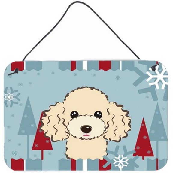 Winter Holiday Buff Poodle Wall and Door Hanging Prints