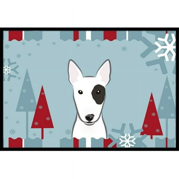 Winter Holiday Bull Terrier Indoor & Outdoor Mat, 24 x 36 in.