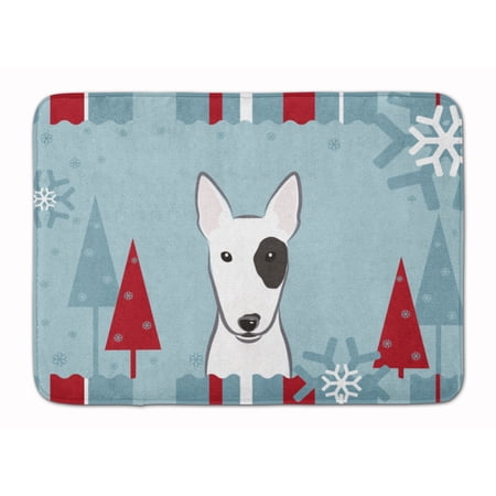Winter Holiday Bull Terrier Machine Washable Memory Foam Mat