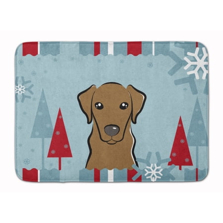 Winter Holiday Chocolate Labrador Machine Washable Memory Foam Mat