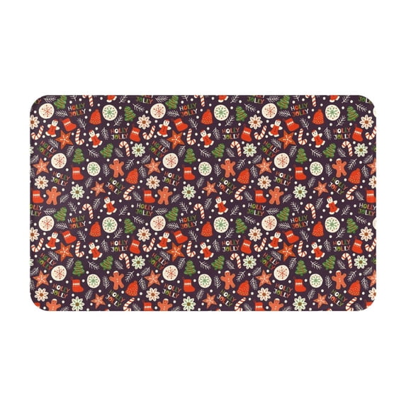 Winter Holiday Christmas Front Door Mat, Indoor Mats for Bedroom Bathroom Kitchen, Floor Mat Non-Slip, Soft Carpet Floor Cover Machine Washable Entryway Mat - 20x31.5in