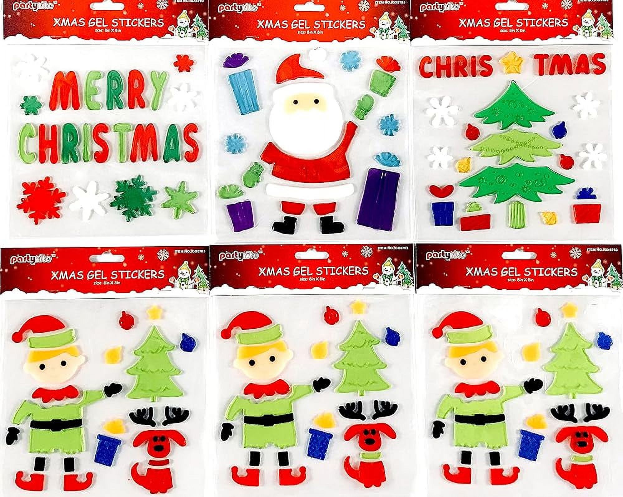 Winter Holiday Christmas Window Gel Clings North Pole Family, Santa