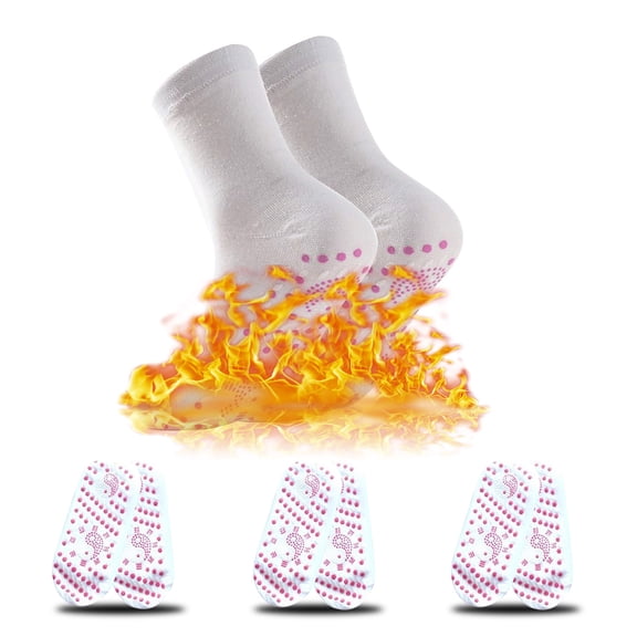 TMOYZQ 4Pcs Tourmaline Thermal Circulation Self-heating Shaping Socks, Unisex Compression Socks Winter Comfortable Warm Massage Socks Breathable Magnetic Socks Foot Warmer