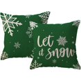 thumbnail image 1 of Winter Holiday Decor Throw Pillow Cover Set of 2 Farmhouse Christmas Decorations Snowflake/Let It Snow Winter Decorative Cushion Covers for Sofa/Couch/Porch (Green, 20"×20"), 1 of 6