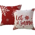thumbnail image 1 of Winter Holiday Decor Throw Pillow Cover Set of 2 Farmhouse Christmas Decorations Snowflake/Let It Snow Winter Decorative Cushion Covers for Sofa/Couch/Porch (Red, 20"×20"), 1 of 6