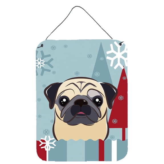 Winter Holiday Fawn Pug Wall or Door Hanging Prints