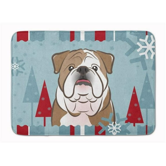 Winter Holiday English Bulldog Machine Washable Memory Foam Mat