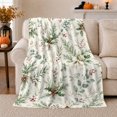 thumbnail image 1 of Winter Holiday Evergreen Botanical Watercolor Print, Festive Holiday Scene, Warm Flannel Blanket for Living Room and Reading Nook, Art Lovers Christmas Gift, Festive Home Decor, 1 of 9