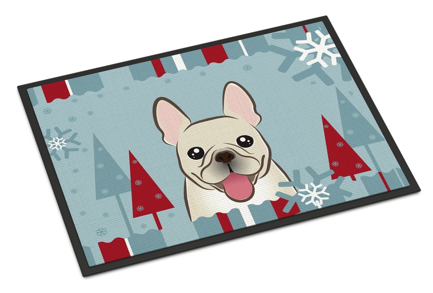 Winter Holiday French Bulldog Door Mat