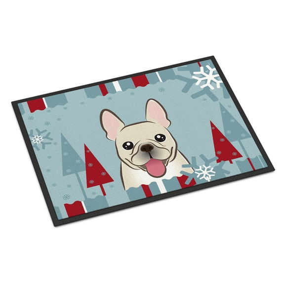 Winter Holiday French Bulldog Door Mat