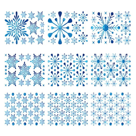 Winter Holiday Glitter Snowflake Static Stickers Reusable Window Decals - Festive Christmas Ornaments for Indoor/Outdoor Decor