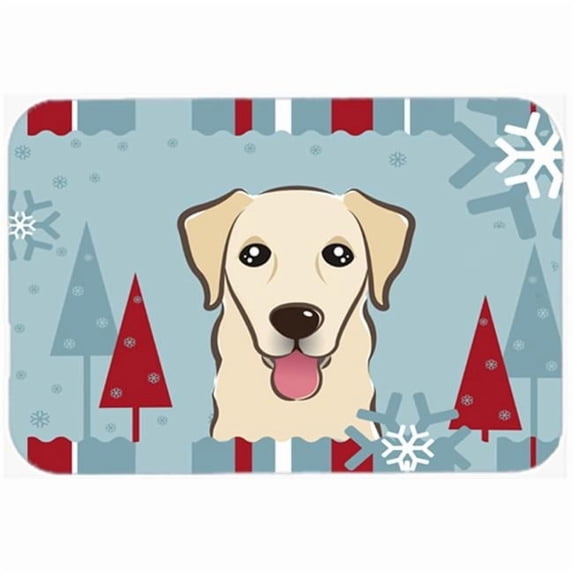 Winter Holiday Golden Retriever Glass Cutting Board Large