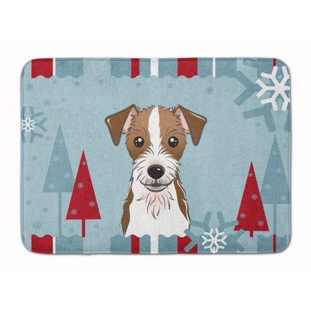 Winter Holiday Jack Russell Terrier Machine Washable Memory Foam Mat