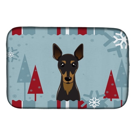 Winter Holiday Min Pin Dish Drying Mat