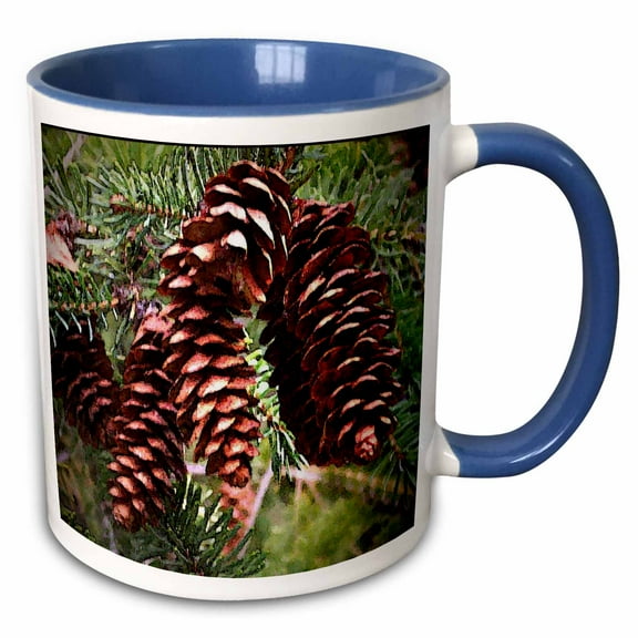 3drose, Winter Holiday Pinecones Christmas Evergreen, 11oz Two-tone Blue Mug