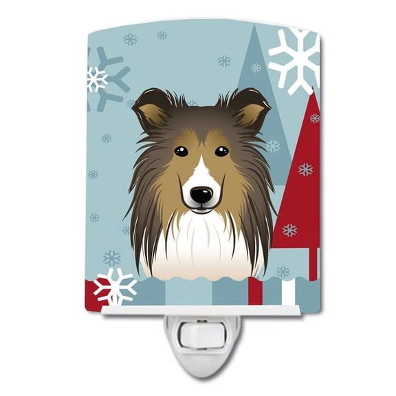 Winter Holiday Sheltie Ceramic Night Light