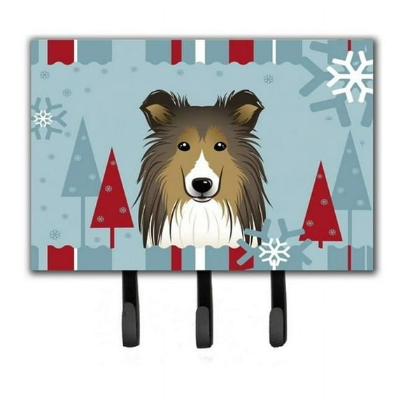 Winter Holiday Sheltie Leash & Key Holder