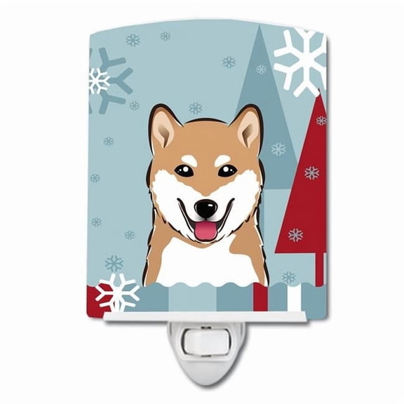 Winter Holiday Shiba Inu Ceramic Night Light