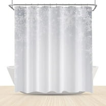 Winter Holiday Shower Curtain Christmas Theme White Sparkle Snowflakes Bathroom Curtain Polyester Fabric Waterproof with Hooks for Home Decor