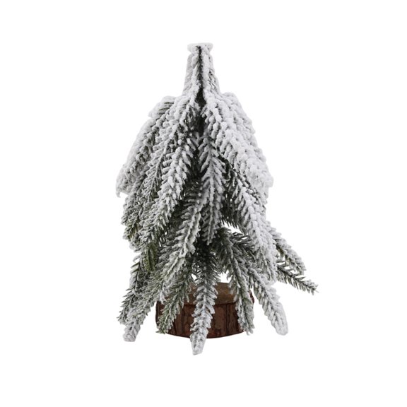 Winter Holiday Tree Decor with Snow-Dusted Cedar Branches Base Christmas Tree for Indoor Tabletop and Shelf Display