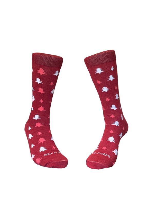 Winter Holiday Tree Patterned Socks from the Sock Panda Size: Adult Large`