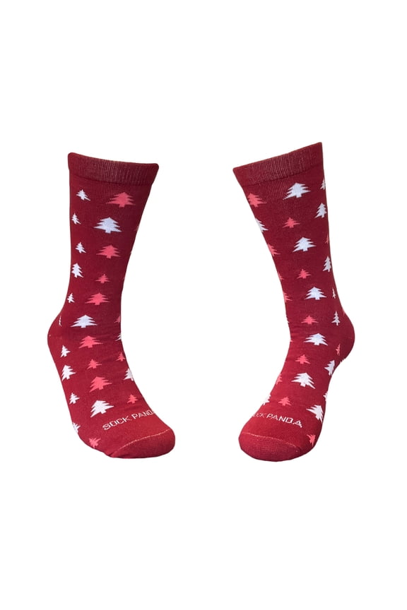 Winter Holiday Tree Patterned Socks from the Sock Panda Size: Adult Medium