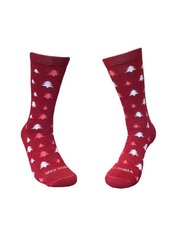 Winter Holiday Tree Patterned Socks from the Sock Panda Size: Adult Medium