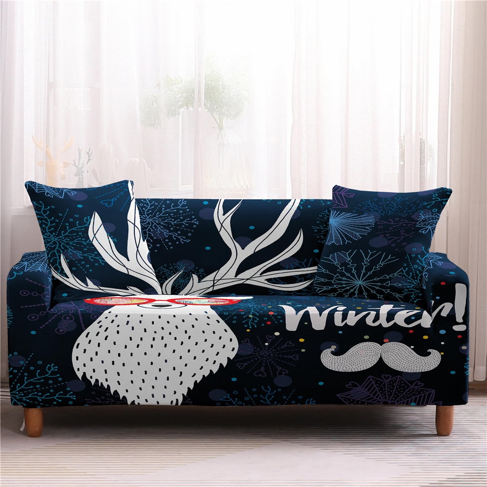 Winter Holiday Xmas Elk Snowflake Design Sofa Cover Couch Cover