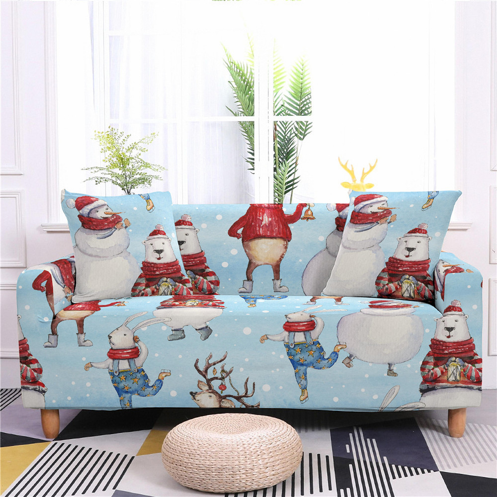 Winter Holiday Xmas Elk Snowflake Design Sofa Cover Couch Cover